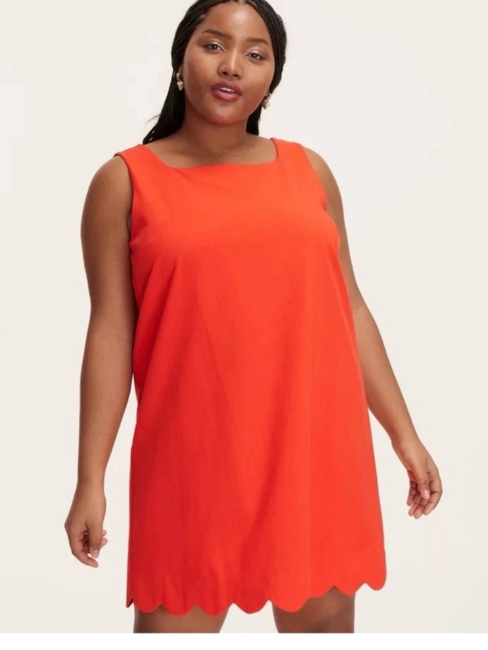 kate spade New York Red Shift Dress with Scallop Hem
